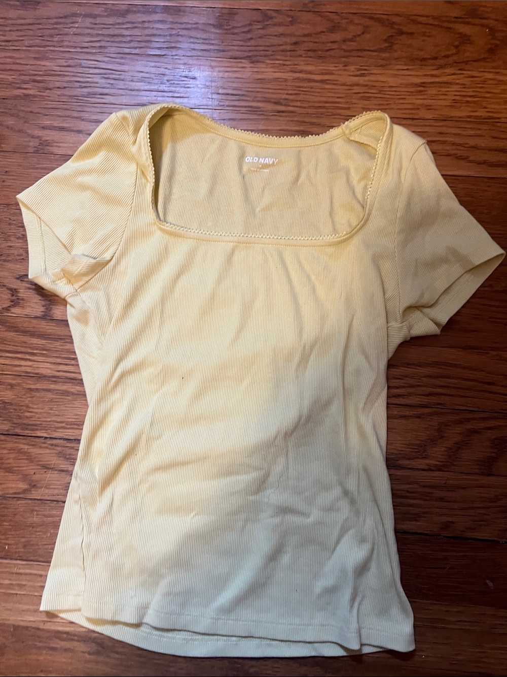 Old Navy Women's Yellow Square Neck Top With Lace Trim